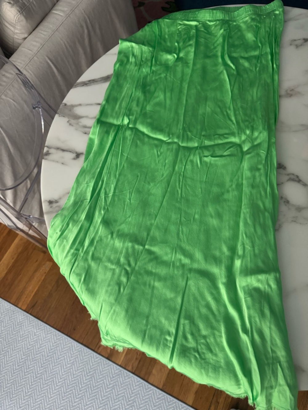 Nation Ltd Bright Green Women's Satin Slip Skirt